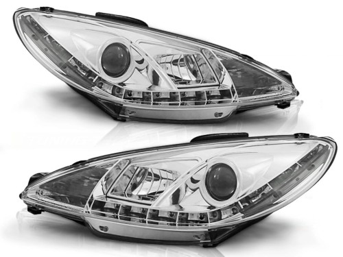 REFLEKTORY LAMPY PRZEDNIE DAYLIGHT CHROME PEUGEOT 206 10.98-02