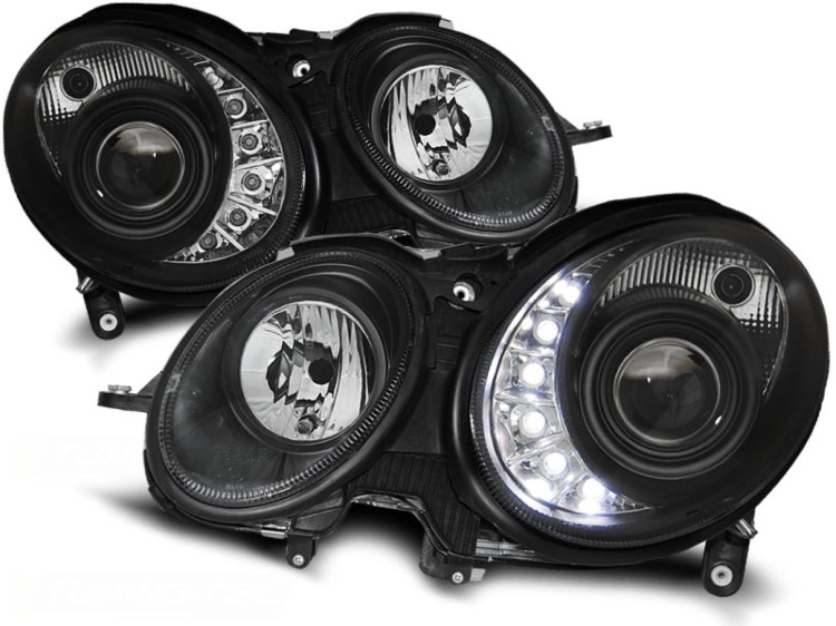LAMPY PRZEDNIE REFLEKTORY DAYLIGHT BLACK MERCEDES W211 E-KLASA 03.02-04.06