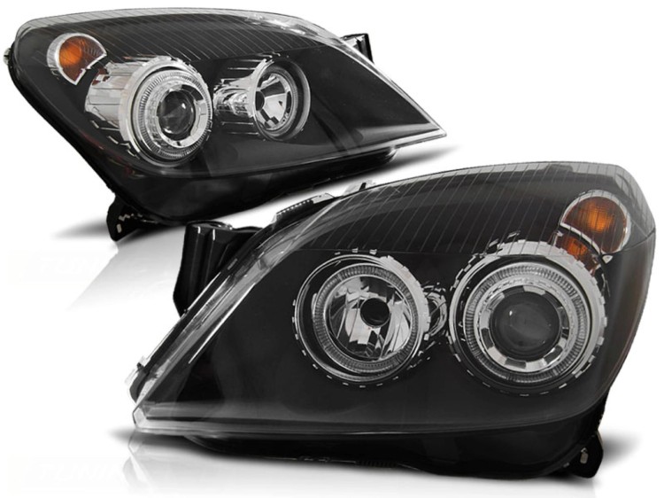 LAMPY PRZEDNIE REFLEKTORY OPEL ASTRA H 03.04-09 ANGEL EYES BLACK