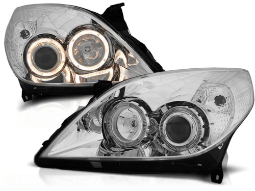 LAMPY PRZEDNIE REFLEKTORY OPEL VECTRA C 09.05-08 ANGEL EYES CHROME