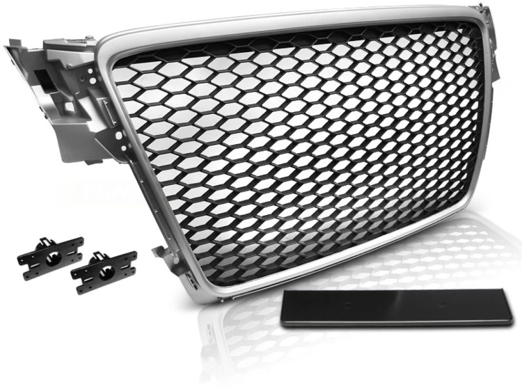 GRILL ATRAPA PLASTER MIODU SREBRNA RS4 AUDI A4 B8 08-11