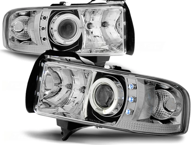 REFLEKTORY LAMPY PRZEDNIE ANGEL EYES CHROME DODGE RAM 94-01