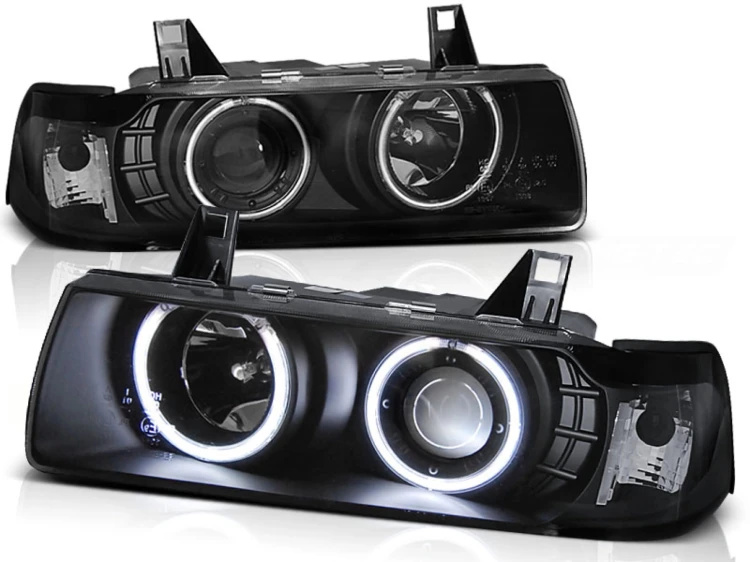REFLEKTORY LAMPY PRZEDNIE ANGEL EYES CCFL BLACK BMW E36 12.90-08.99 C/C