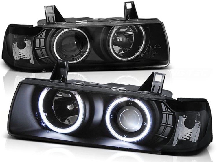 REFLEKTORY LAMPY PRZEDNIE ANGEL EYES CCFL BLACK BMW E36 12.90-08.99 S/C/T