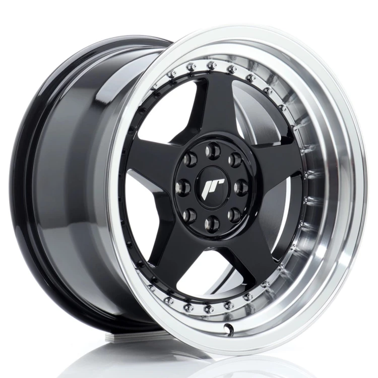 JR WHEELS JR6 16X9 ET20 4X100/108 GLOSS BLACK W/MACHINED LIP