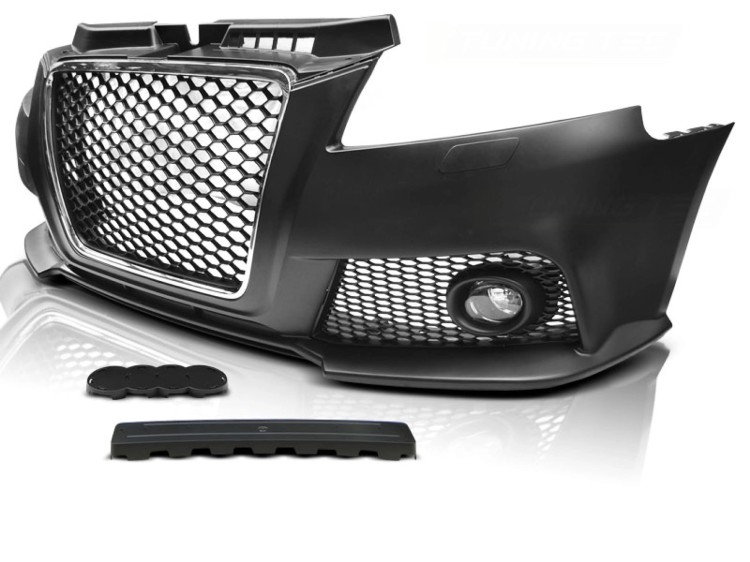 ZDERZAK PRZEDNI RS3 LOOK CHROME BLACK AUDI A3 08-12