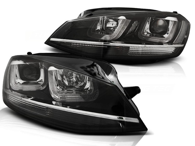 LAMPY PRZEDNIE REFLEKTORY U-LED LIGHT BLACK WITH CHROME VW GOLF 7 12-17
