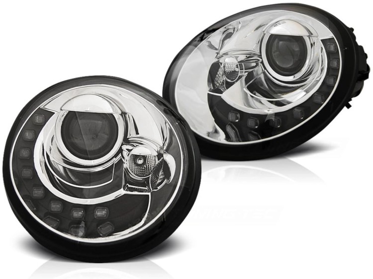 LAMPY PRZEDNIE REFLEKTORY CHROME VW NEW BEETLE 10.98-05.05 LED