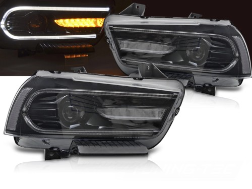 LAMPY PRZEDNIE REFLEKTORY XENON DODGE CHARGER LX II 11-15 LED BLACK