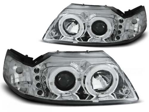 LAMPY PRZEDNIE REFLEKTORY FORD MUSTANG 98-04 ANGEL EYES CHROME