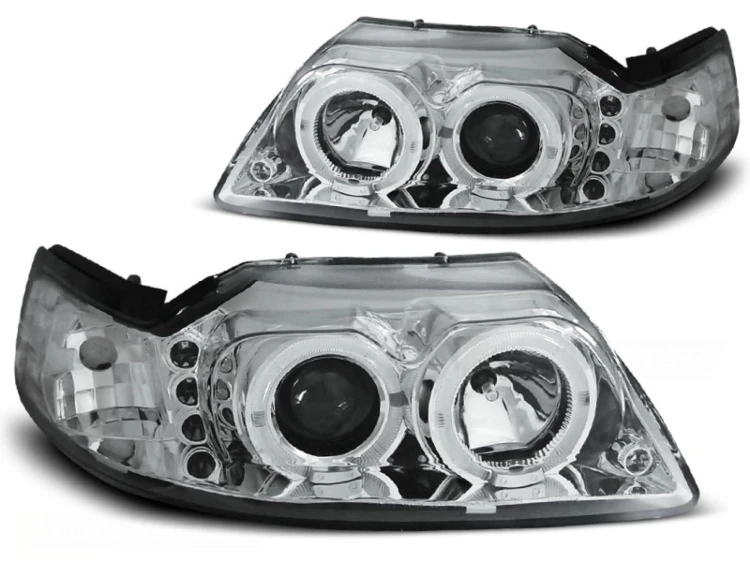 LAMPY PRZEDNIE REFLEKTORY FORD MUSTANG 98-04 ANGEL EYES CHROME