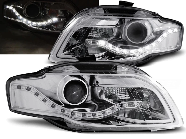 LAMPY PRZEDNIE REFLEKTORY CHROME AUDI A4 B7 11.04-03.08