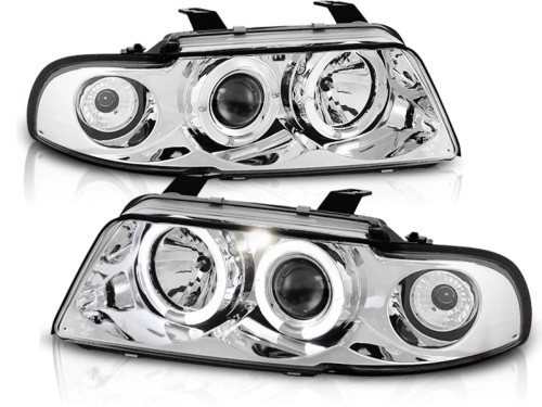 LAMPY PRZEDNIE REFLEKTORY ANGEL EYES CHROME AUDI A4 94-98 LED