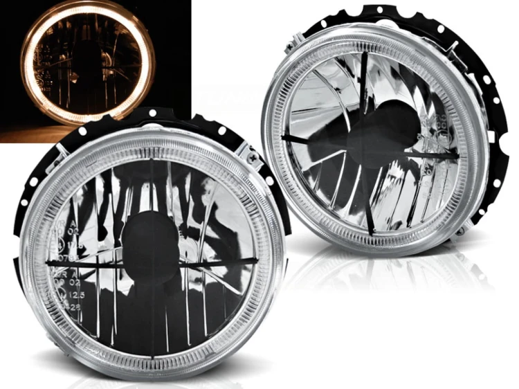 LAMPY PRZEDNIE REFLEKTORY ANGEL EYES CHROME VW GOLF 1 05.74-07.83