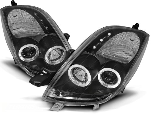 LAMPY PRZEDNIE REFLEKTORY TOYOTA YARIS 06-09 ANGEL EYES BLACK LED