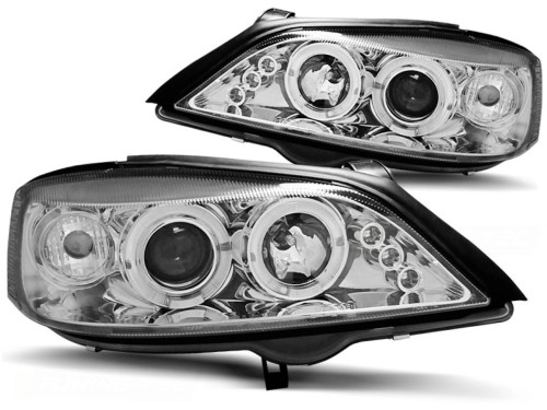 LAMPY PRZEDNIE REFLEKTORY OPEL ASTRA G 02.98-02.04 ANGEL EYES CHROME LED