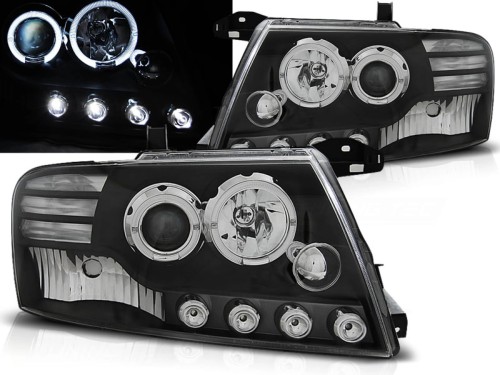 LAMPY PRZEDNIE REFLEKTORY MITSUBISHI PAJERO V60 00-06 ANGEL EYES BLACK