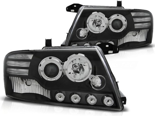 LAMPY PRZEDNIE REFLEKTORY MITSUBISHI PAJERO V60 00-06 ANGEL EYES BLACK