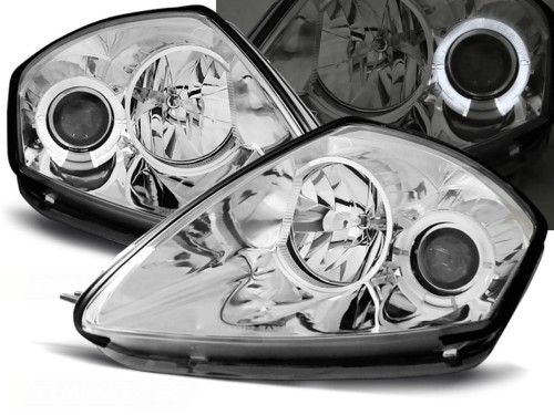LAMPY PRZEDNIE REFLEKTORY MITSUBISHI ECLIPSE D50 00-05 ANGEL EYES CHROME