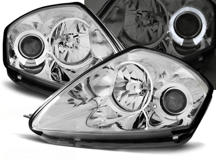 LAMPY PRZEDNIE REFLEKTORY MITSUBISHI ECLIPSE D50 00-05 ANGEL EYES CHROME