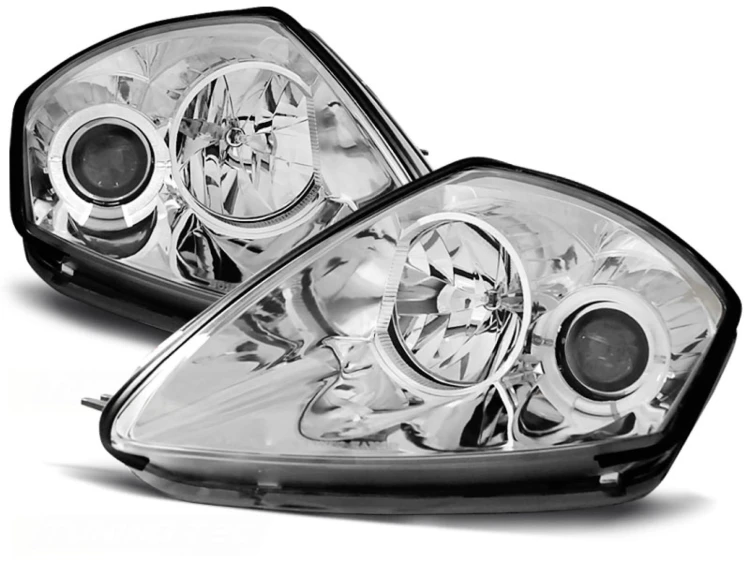 LAMPY PRZEDNIE REFLEKTORY MITSUBISHI ECLIPSE D50 00-05 ANGEL EYES CHROME