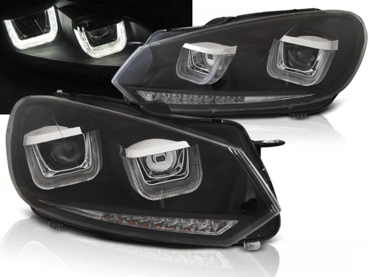 LAMPY PRZEDNIE REFLEKTORY BLACK SEQ VW GOLF 6 08-12 LED
