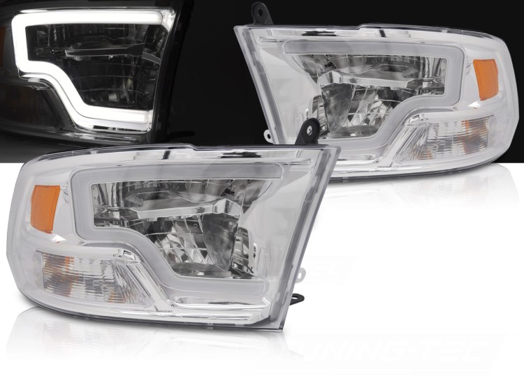 REFLEKTORY LAMPY PRZEDNIE DODGE RAM 09-18 TUBE LIGHT CHROME LED