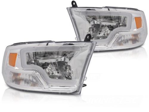 REFLEKTORY LAMPY PRZEDNIE DODGE RAM 09-18 TUBE LIGHT CHROME LED