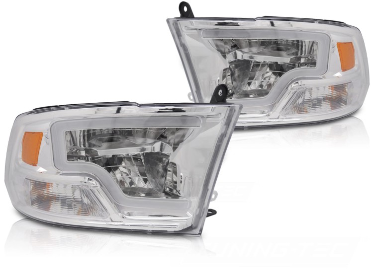 REFLEKTORY LAMPY PRZEDNIE DODGE RAM 09-18 TUBE LIGHT CHROME LED