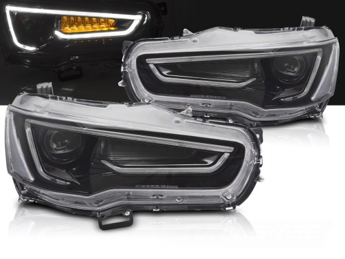 LAMPY PRZEDNIE REFLEKTORY MITSUBISHI LANCER 8 08-16 TUBE LIGHT BLACK
