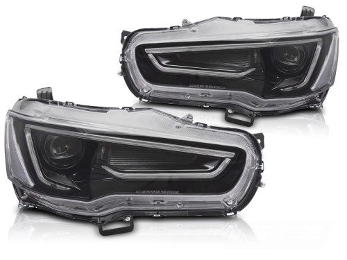 LAMPY PRZEDNIE REFLEKTORY MITSUBISHI LANCER 8 08-16 TUBE LIGHT BLACK