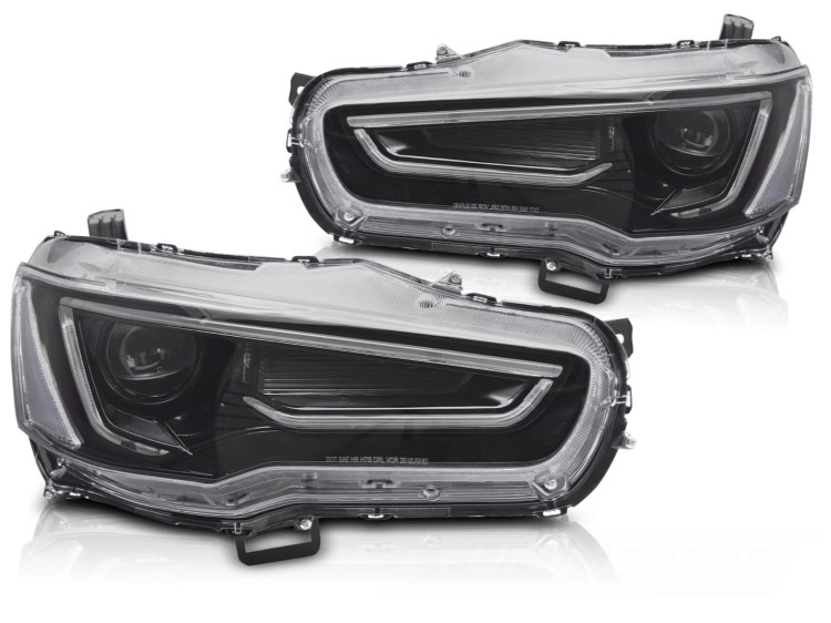 LAMPY PRZEDNIE REFLEKTORY MITSUBISHI LANCER 8 08-16 TUBE LIGHT BLACK