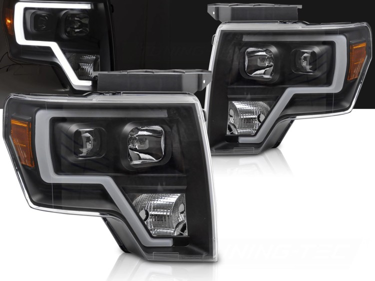 LAMPY PRZEDNIE REFLEKTORY FORD F150 MK12 08-14 TUBE LIGHT BLACK