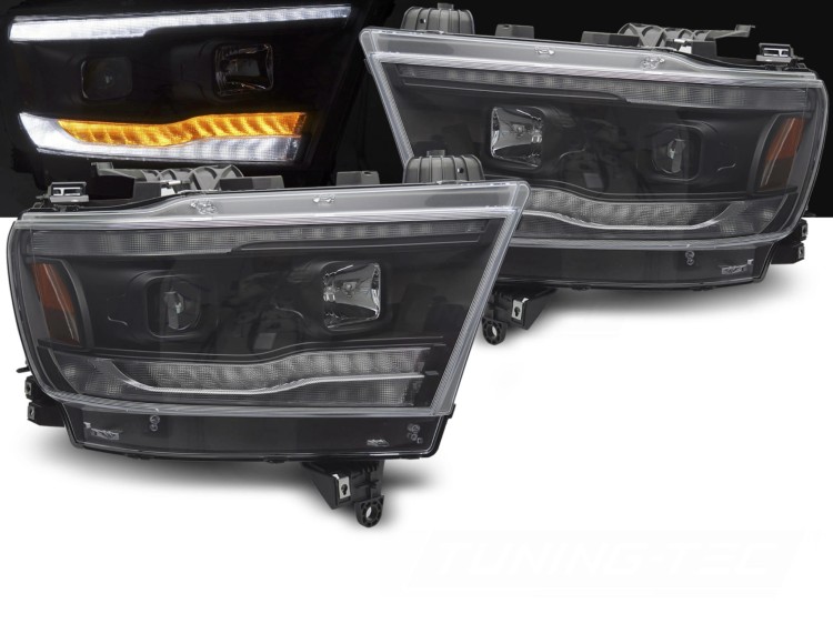 LAMPY PRZEDNIE REFLEKTORY DODGE RAM 19-22 BLACK LED