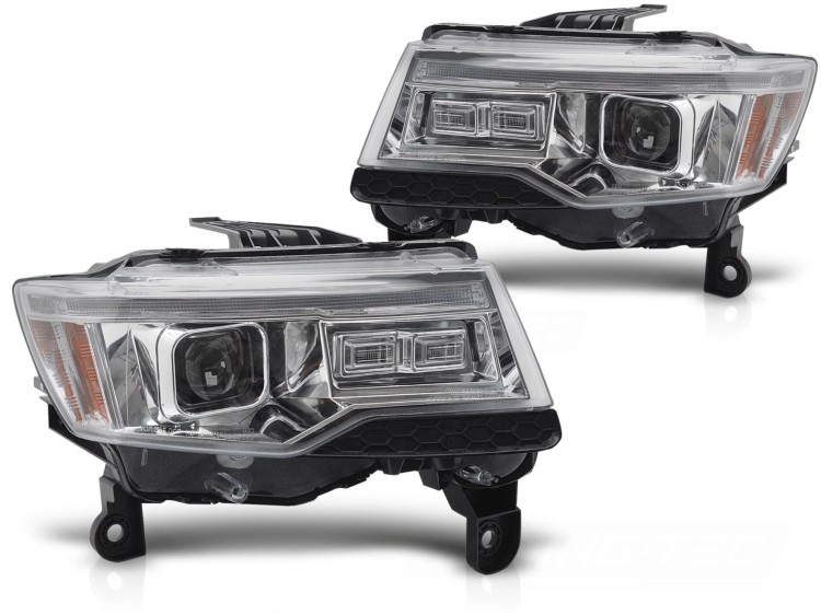 LAMPY PRZEDNIE REFLEKTORY JEEP GRAND CHEROKEE 14-21 CHROME LED