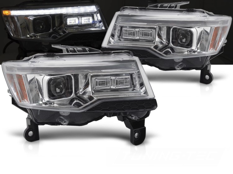 LAMPY PRZEDNIE REFLEKTORY JEEP GRAND CHEROKEE 14-21 CHROME LED
