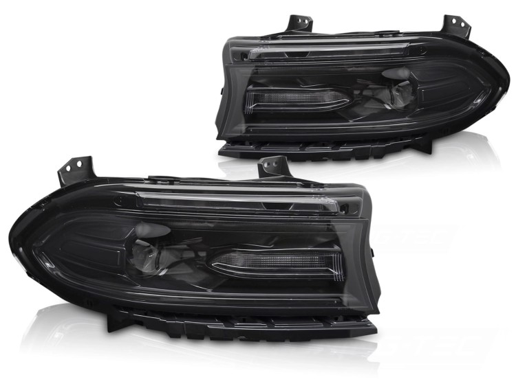LAMPY PRZEDNIE REFLEKTORY BLACK DODGE CHARGER 14-23