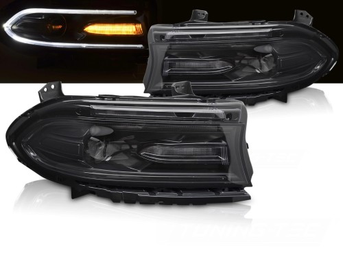 LAMPY PRZEDNIE REFLEKTORY BLACK DODGE CHARGER 14-23
