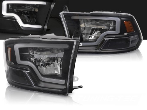 LAMPY PRZEDNIE REFLEKTORY DODGE RAM 09-18 BLACK LED