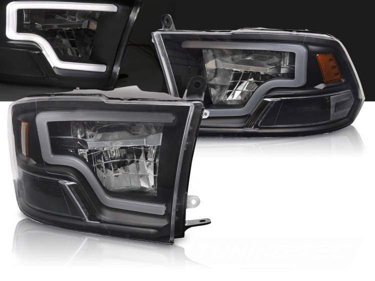 LAMPY PRZEDNIE REFLEKTORY DODGE RAM 09-18 BLACK LED
