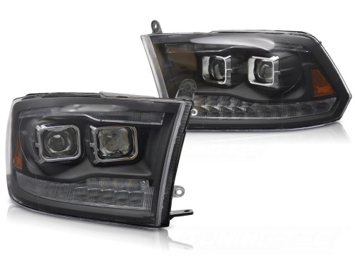 LAMPY PRZEDNIE REFLEKTORY DODGE RAM 09-18 DOUBLE BLACK