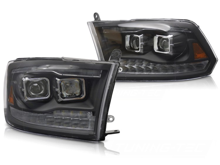 LAMPY PRZEDNIE REFLEKTORY DODGE RAM 09-18 DOUBLE BLACK