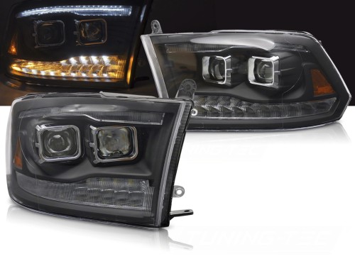 LAMPY PRZEDNIE REFLEKTORY DODGE RAM 09-18 DOUBLE BLACK