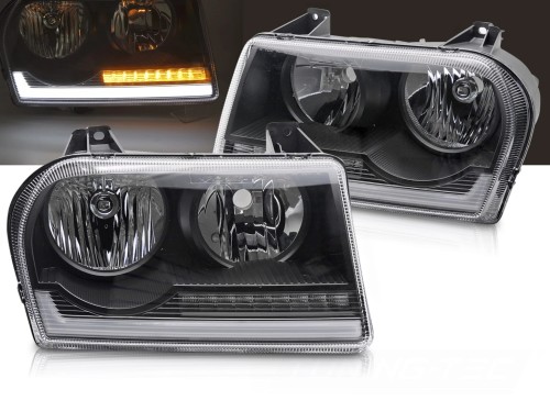 LAMPY PRZEDNIE REFLEKTORY CHRYSLER 300 05-08 BLACK LED