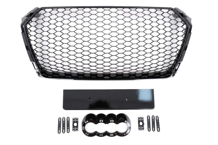 GRILL PLASTER MIODU AUDI A4 B9 (16-18) SEDAN AVANT RS4 DESIGN CZARNY POŁYSK