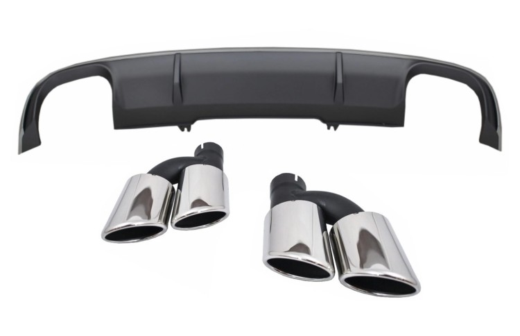 DYFUZOR TYLNEGO ZDERZAKA AUDI A4 B9 8W 16-18 KOŃCÓWKI WYDECHU S4 B9 LOOK