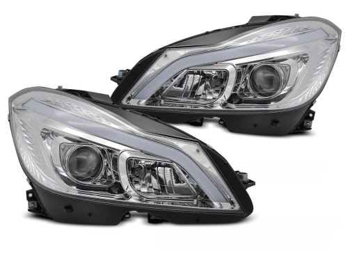 LAMPY PRZEDNIE REFLEKTORY LED CHROME SEQ DRL MERCEDES C KLASA W204 11-14