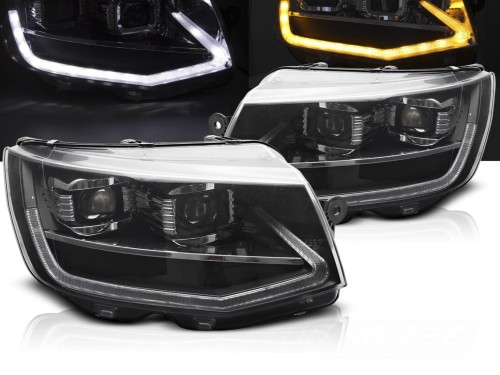 LAMPY PRZEDNIE REFLEKTORY LED BLACK DRL SEQ VW T6 15-19