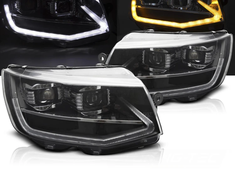 LAMPY PRZEDNIE REFLEKTORY LED BLACK DRL SEQ VW T6 15-19