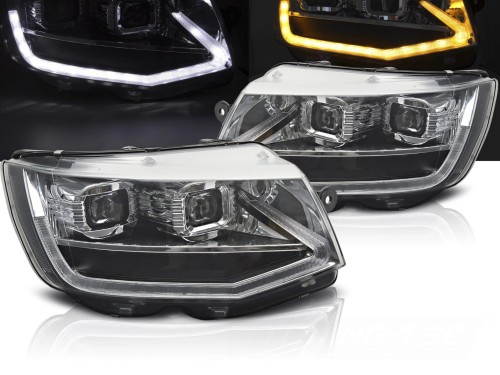LAMPY PRZEDNIE REFLEKTORY LED CHROME DRL SEQ VW T6 15-19